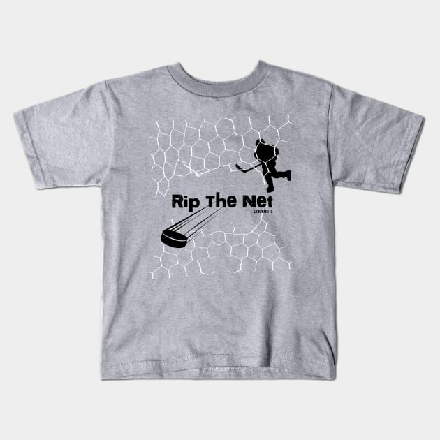 Rip The Net Hockey Kids T-Shirt by SaucyMittsHockey